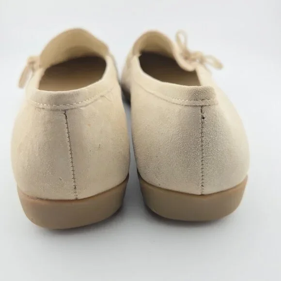 Enzo Angiolini Beige Suede Loafers | Women’s Moccasin Flats | Slip-On with Bow - Picture 4 of 10